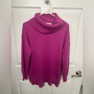 LOFT cowl neck tunic sweater - magenta - size L